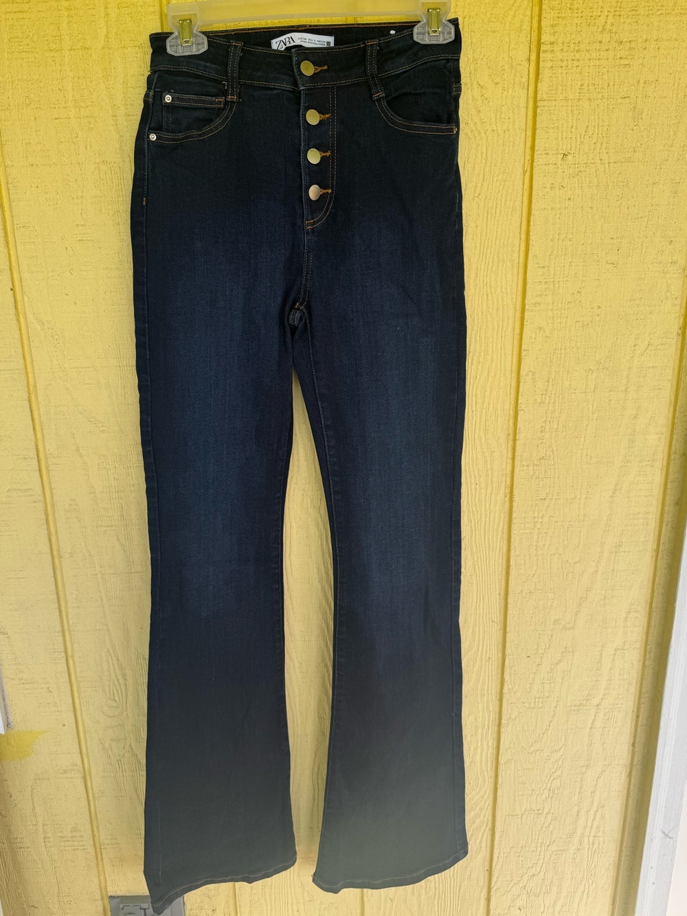 Zara Dark Wash High-Rise Wide-Leg Jeans Size 2